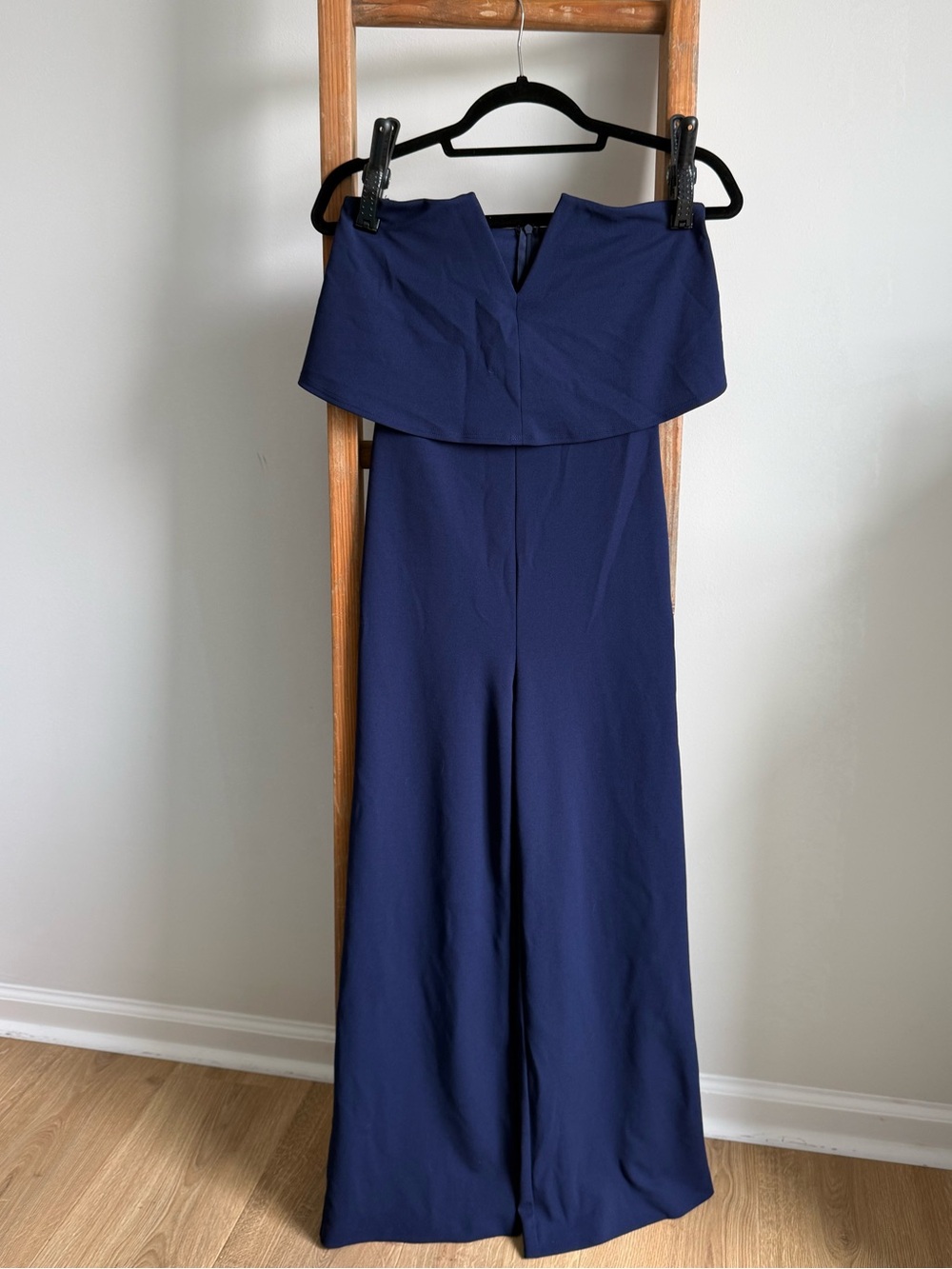 💙 Lulus “Power of Love” Navy Blue Strapless Jumpsuit – Size Small